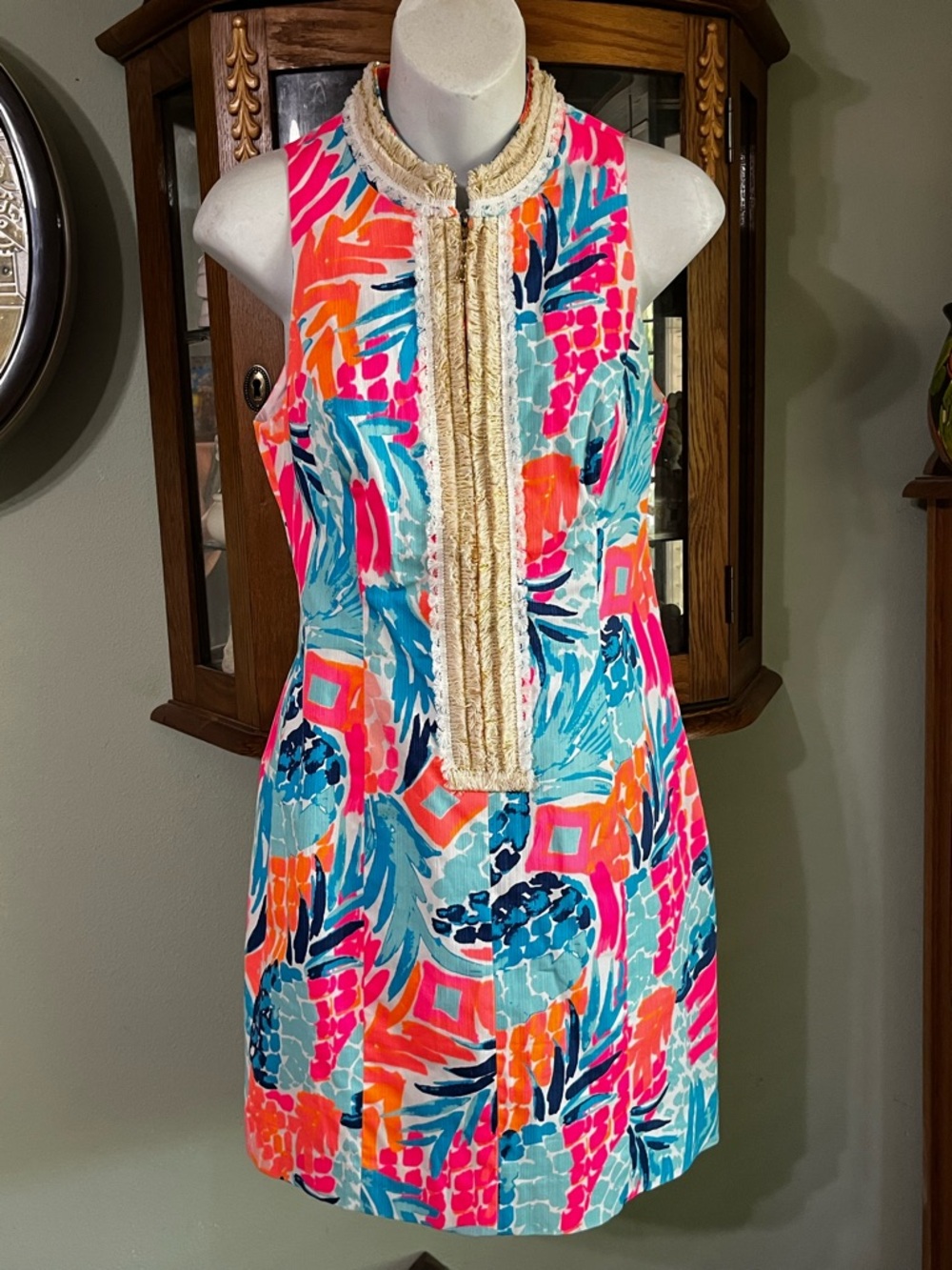 Lilly Pulitzer Pineapple Bright Summer Fringe Dress Size 2